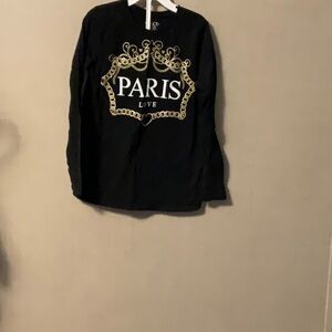 Place Black and Gold Paris Love Kids Long Sleeve Tee